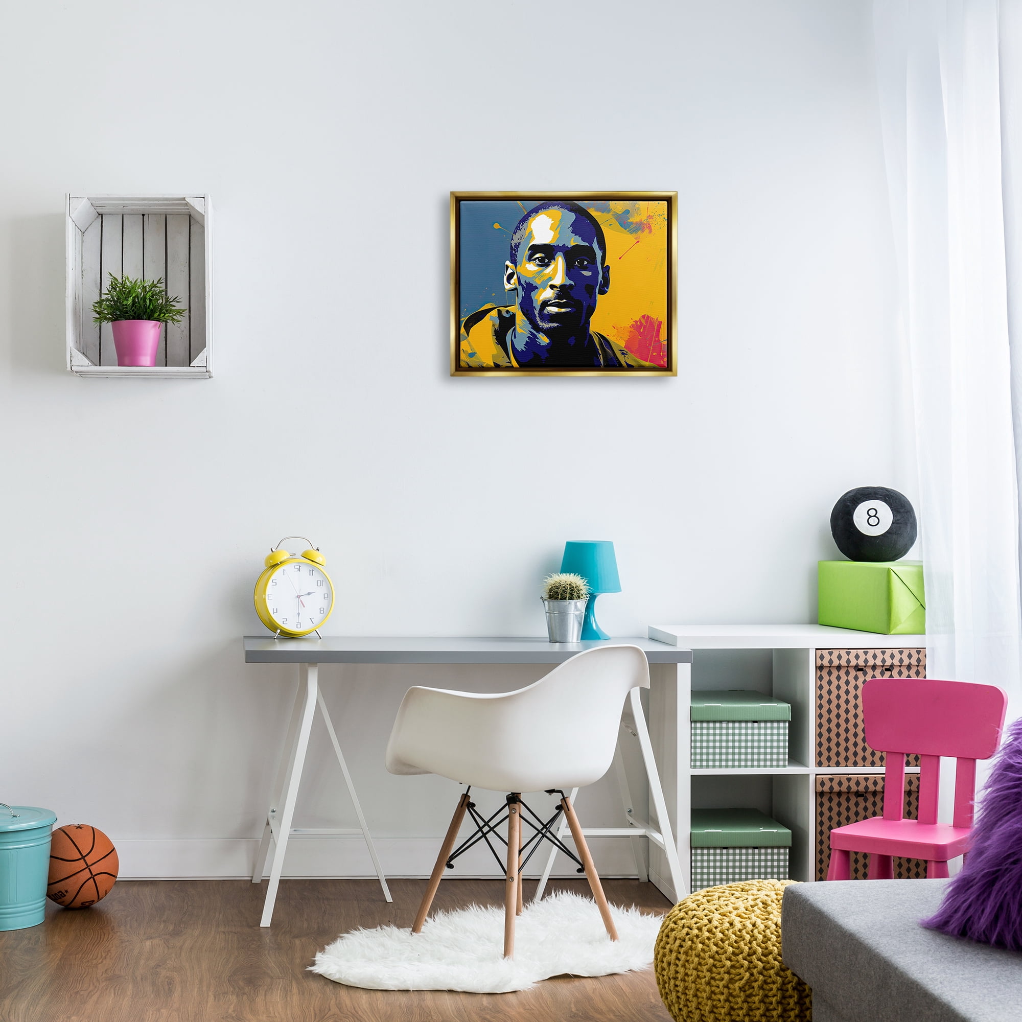 Stupell Industries Abstract Paint Pop Kobe Abstract Painting Gold Floater Framed Canvas Art Print Wall Art, 21 x 17