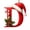 D, variant on suore Christmas Decoration, Christmas Initial Ornament, Letters Alphabet Pendant Printed with Santa Hat Berries and Pine Cones, Acrylic Xmas Letter Hanging Tags for Xmas Tree DIY Craft Decor (M)