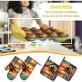 thumbnail image 6 of Tropical Beach Palm Tree Print Oven Mitts and Pot Holders Sets 4 Piece Set Kitchen Women Men Cooking Baking Microwave Heat Resistant, 6 of 6