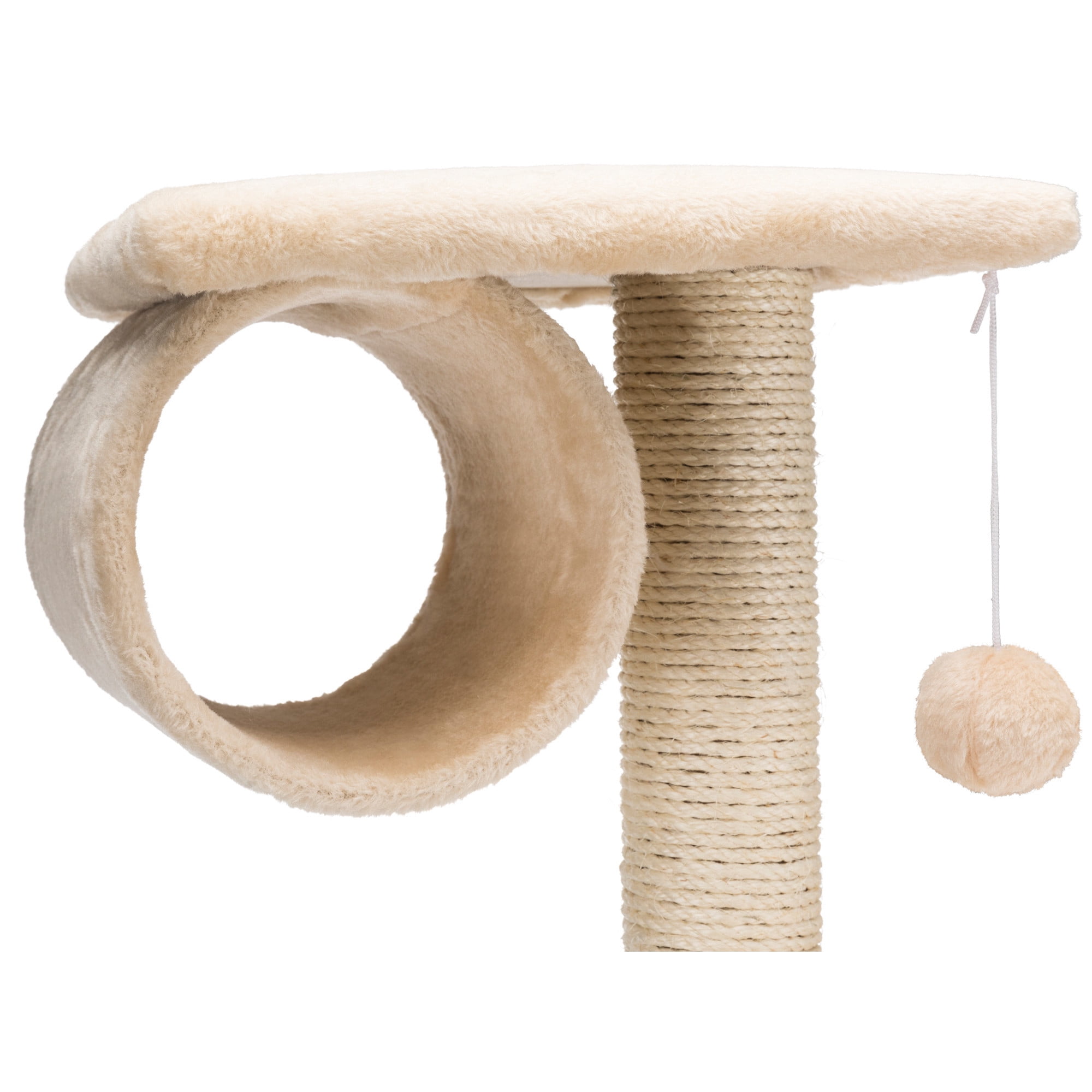 TRIXIE San Fernando Plush & Sisal 3-Level 41.7" Cat Tree, Scratching Posts & Condo, Beige