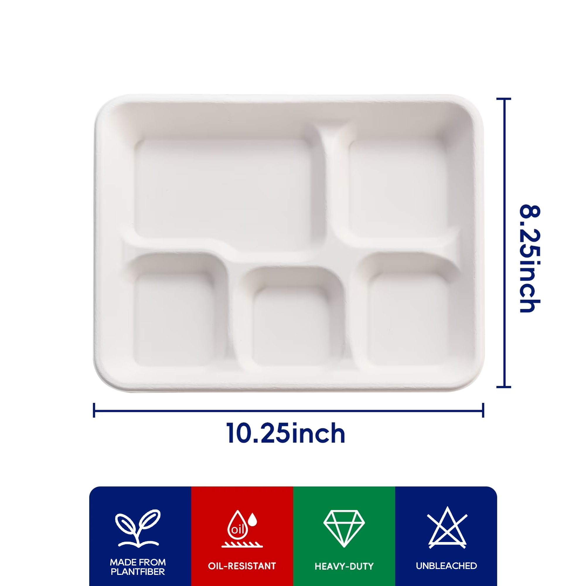 Jolly Chef Disposable Compartment Paper Plates, 10" x 8", 120 Count photo 2