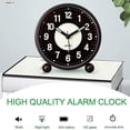 thumbnail image 5 of Reloj despertador luminoso de 4 pulgadas redondo, silencioso, analógico, sin tictac, funciona con pilas, con sonido fuerte FVF, 5 of 5