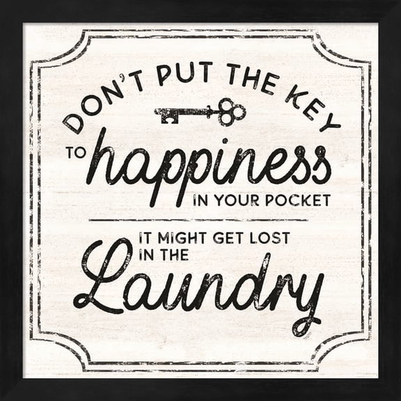 Great Art Now Laundry Art II-Key to Happiness by Tara Reed, Framed Wall Art, 13.25W x 13.25H