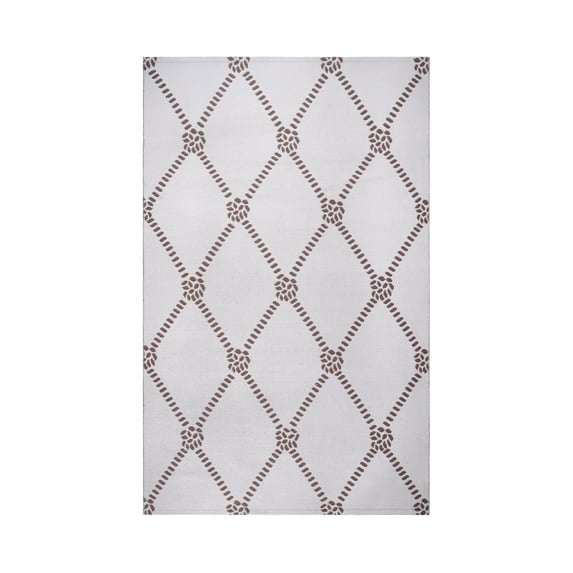 Geometric Lattice Indoor/ Outdoor Area Rug, 6' x 9', Ivory