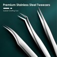 thumbnail image 3 of Tweezers for Eyelash Extension - Professional Straight | Curvy | Pointed Edge Tweezers Stainless Steel Precision Eye False Lash Tweezers Set 3 Pcs Silver, 3 of 7
