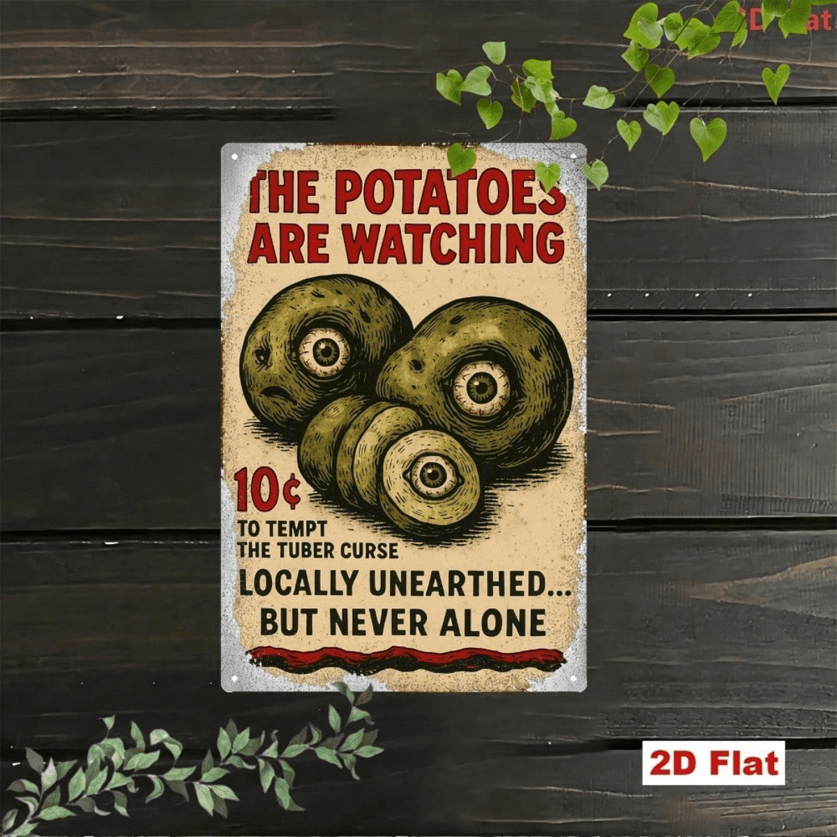 Vintage Halloween Metal Sign Funny Potato Eyes Wall Art, Tin Plaque Creative Holiday Home Bar Decor