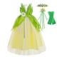 thumbnail image 1 of Disfraz de princesa Tiana de Disney para niñas, vestido de hada verde de la princesa y la rana, vestido de fiesta de cumpleaños de Halloween para niños, 3T (etiqueta 110) Gao Jinjia LED, 1 of 2