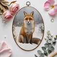 thumbnail image 7 of Canvas Wall Art Retro Vintage Snowy Forest Wildlife Fox Rustic Winter Farmhouse Cabin Oval Framed Canvas Prints Hunting Theme Wall Hanging Decor for Cabin Lodge 8.6"x11.4", 7 of 7