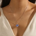 thumbnail image 3 of Juwaliy Women Heart Necklace December Birthstone Tanzanite Jewelry 925 Sterling Silver Flower Rose Pendant Mother Christmas Valentines Birthday Gifts, 3 of 9