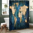 thumbnail image 3 of LALILO Earth Ocean Blue World Map Shower Curtain, 72x72 in, 12 Hooks, 3 of 6
