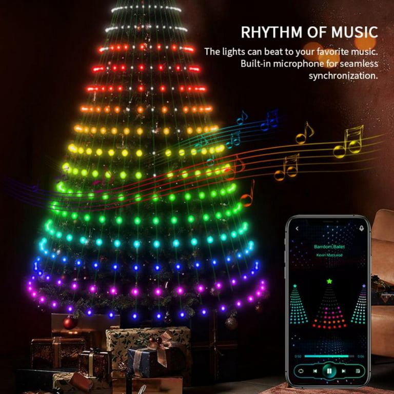Projectretro Lighting 6.8Ft Multicolor Outdoor Christmas Light Show Cone  Tree With Bluetooth App & Remote Control, DIY LED Outdoor Christmas  Decoration 