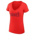 thumbnail image 2 of Women's G-III 4Her by Carl Banks  Red Atlanta Braves Dot Print V-Neck Fitted T-Shirt, 2 of 3