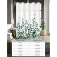 thumbnail image 6 of No Hook Shower Curtain with Snap in Liner Green Flower Shower Curtain -Fabric Waterproof Inner Liner, Dragonfly Leaf Bud Ink Style Plant Nature Shower Curtains Washable 54"x78", 6 of 8