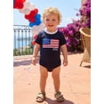 thumbnail image 4 of BemeyourBBs Newborn Baby Boy Girl 4th of July Outfit Infant Baby Independent Day Patriot Clothes Waffled Bubble Romper Stripe America Flag Short Sleeve Bodysuit Baby Boy Girl Summer Clothes, 4 of 8