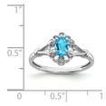 thumbnail image 3 of 925 Sterling Silver Rhodium-plated Light Swiss Blue Topaz & Diam. Ring Size: 10; for Adults and Teens; for Women and Men, 3 of 5