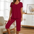 thumbnail image 7 of 2 Piece Outfit for Women Lounge Sets Oversized Round Neck Tshirts Summer Shorts Lounge Set, 7 of 7