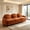 Orange, variant on AUU Teddy Fabric Soft Cloud-Like 3-Seat Sofa, Modular Couch with Curved Backrest and Armrest, Curved Lumbar Pillows, and Supportive Double-Layer Cushion