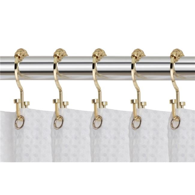 Utopia Alley HK1GD Deco Flat Double Roller Shower Curtain Hooks, Gold