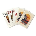 thumbnail image 1 of Bar Harbor, Maine, Woodblock, Contour, Lantern Press, Premium Playing Cards, 52 Card Deck with Jokers, USA Made, 1 of 5