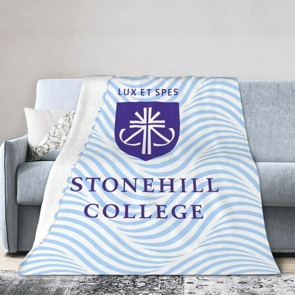 Stonehill College Logo Fleece Blanket, Very Soft Microfiber Flannel Blanket for Couch Warm and Cozy for All Seasons