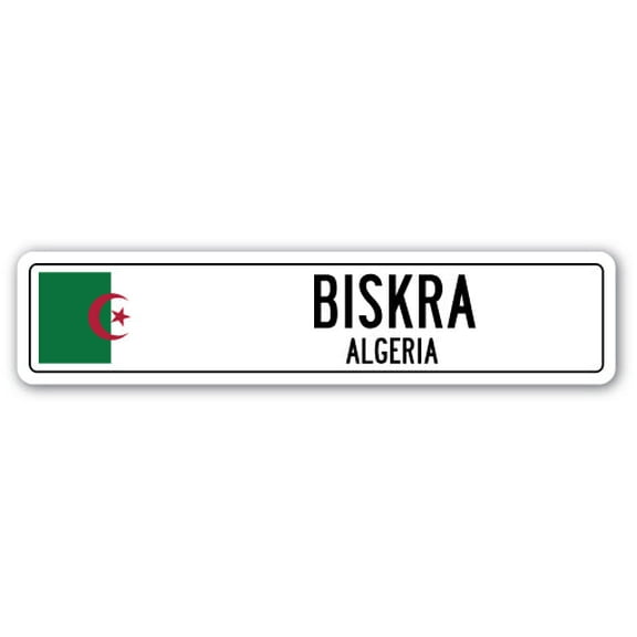 BISKRA ALGERIA Street Sign Algerian flag city country road wall gift