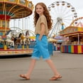 thumbnail image 2 of Tfken Girls Comfortable Pants Elastic Waist Stretchy Trousers Loose Pants With Pockets Fashion Lightweight Drawstring Teen Daily Casual Wear Clothes Size 5-6 Years Blue, 2 of 4