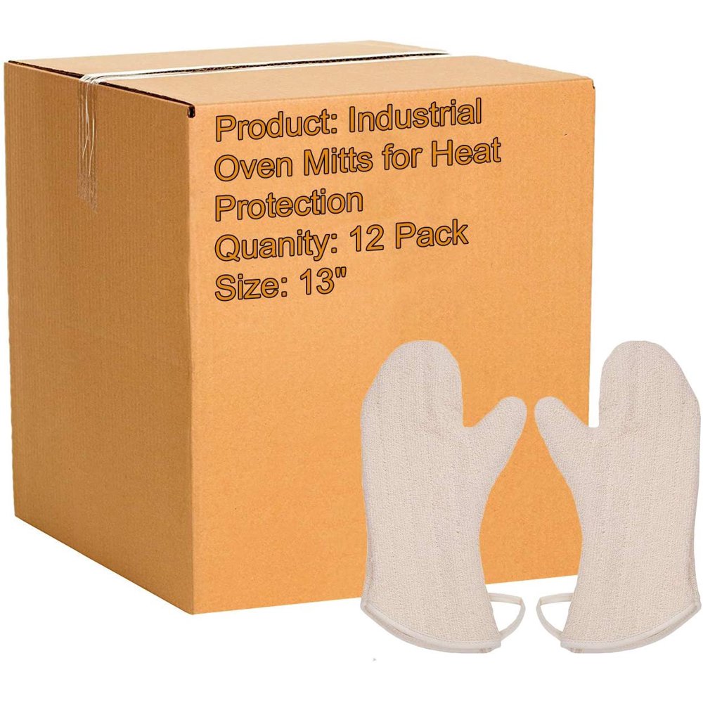 Pack of 12 Terry Cloth Mitts 13". Industrial Oven Mitts for Heat