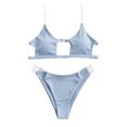 thumbnail image 3 of Hinvhai Plus size Swimsuits clearance Women Clear Straps Ribbed Bikini Set Push-Up Brazilian Swimwear Beach Swimsuit Blue S(S), 3 of 9
