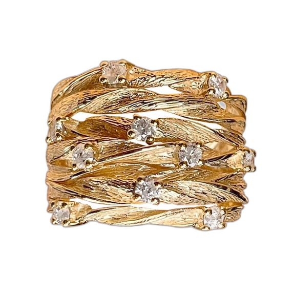 APIPEE Stainless Steel 4 Ct Cubic Zirconia Bypass Braided Ring for Women US Size 6