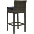 thumbnail image 2 of Modern Contemporary Urban Design Outdoor Patio Balcony Garden Furniture Bar Side Stool Chair, Rattan Wicker, Navy Blue Brown, 2 of 3