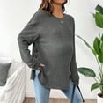 thumbnail image 3 of Fnooota Maternity Long Sleeve Tops, Stretchy Knitted Loose Fit Crew Neck Pregnancy Clothes Gray Size S, 3 of 7