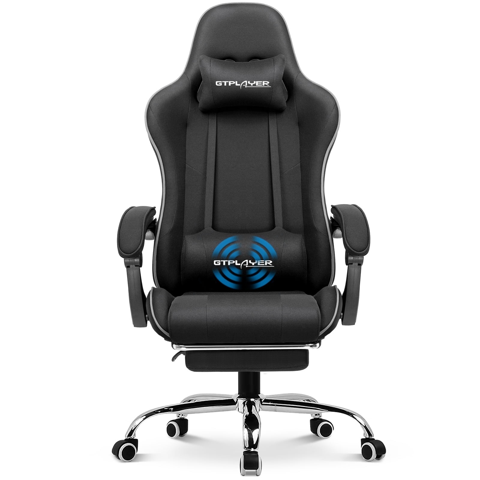 GTPLAYER Fabric Gaming Office Chair with Lumbar Massage Pillow, Black