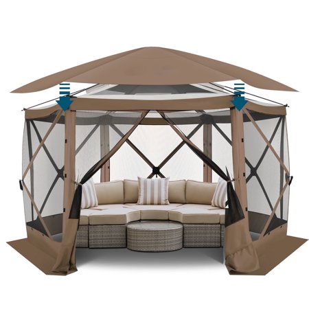 SANOPY 12x12ft Starry Sky Top Gazebo Tent with Mosquito Netting & Carry Bag, Brown