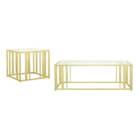 Adri 2-piece Coffee and End Table Set Matte Brass