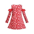 thumbnail image 2 of Robe Fille Rouge Épaules Dénudées Flocons de Neige Cœur Saint-Valentin 6 Ans, 2 of 5