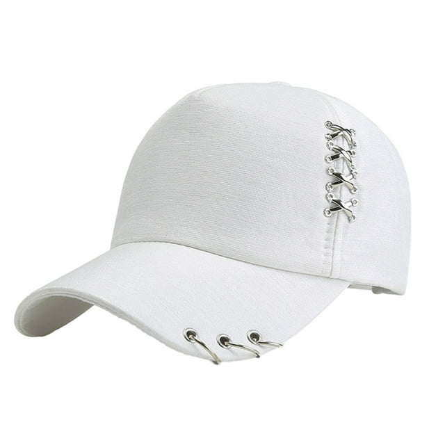 tredstone Adjustable Baseball Cap With Ring Decor Breathable Fabric Fits All Head Shapes Match Style Hat White 1Set