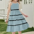 thumbnail image 4 of Green Brunch Sundress for Girls Summer Fall Sleeveless Spaghetti Strap Midi Bohemian Overall Tie Dye Camisole Tank Striped Tiered Dresses Sundress One Piece Girl 2026 7 Years, 4 of 7