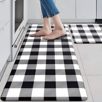 LAMIRO Kitchen Mats 2 PCS Anti Fatigue Kitchen Rugs Non Skid Waterproof Kitchen Floor Mat Cushioned Black and White Kitchen Rugs Farmhouse Comfort Standing Kitchen Mats for Floor,House,Sink,Office
