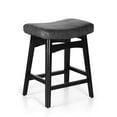 thumbnail image 4 of MF Studio 24 inch Wooden Counter Stool, Saddle Backless Faux Leather Bar Stool for Kitchen, Black, 4 of 9