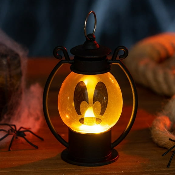 SDJMa Vintage Flameless LED Lantern, Battery Operated Orange Pumpkin Hanging Lantern for Halloween Party Home Decor