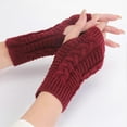 thumbnail image 5 of Guantes de medio dedo para mujer, de invierno, suaves y cálidos, de lana, para tejer, de brazo corto, suaves y cálidos, para trabajo, protección de manos., 5 of 5