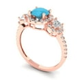 thumbnail image 2 of Three-Stone Engagement Ring for Women - 1.46ct Simulated Turquoise in 18K Rose Gold Promise Ring, 2 of 6