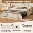 thumbnail image 5 of Noble House Twin Upholstered Daybed with Pop-Up Trundle, USB and Type-C Charging Ports, Beige, 5 of 9