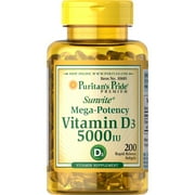 (2 pack) (2 Pack) Puritans Pride Vitamin D3 5000 IU200 Softgels