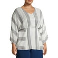 thumbnail image 4 of Studio West Women's Plus Size Striped Tunic Shirt, 4 of 6