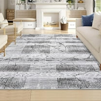 Washable Area Rug 5' x 7' Rugs, Ultra Thin Dining Room Rugs Bedroom Rug, Boho Distressed Farmhouse Accent Indoor Throw Rugs Floor Carpet for Living Room Bedroom, Gray