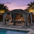 thumbnail image 2 of LazySunsets 16' X 12' Hardtop Gazebo with Double Roof Outdoor Gazebos for Patio Lawn and Garden Included Netting and Curtains, Gray, 2 of 8
