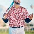 thumbnail image 4 of Fotbe Red Flowers Baseball Jersey Shirt for Men and Women, Casual Short Sleeves Button Down T-Shirt-, 4 of 9