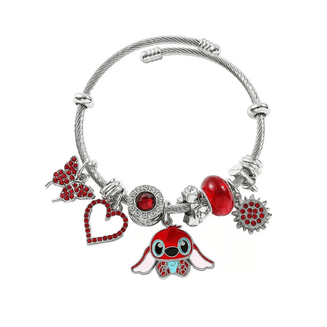 Pulsera Plata Para Stitch Dije Ajustable Joyeria Mujer