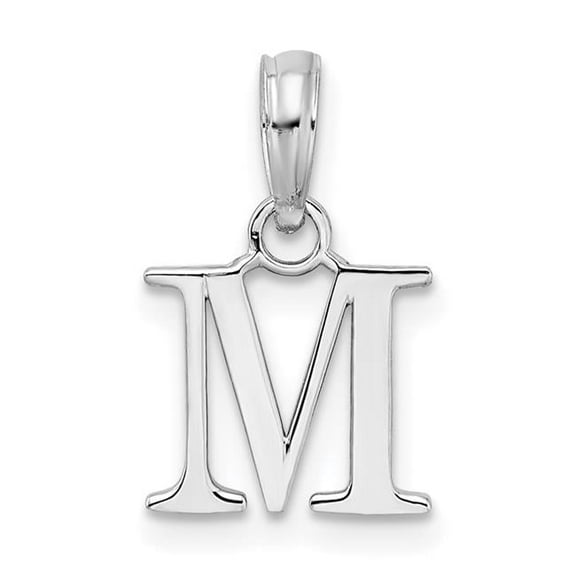 Finest Gold Sterling Silver Polished Block Initial M Pendant